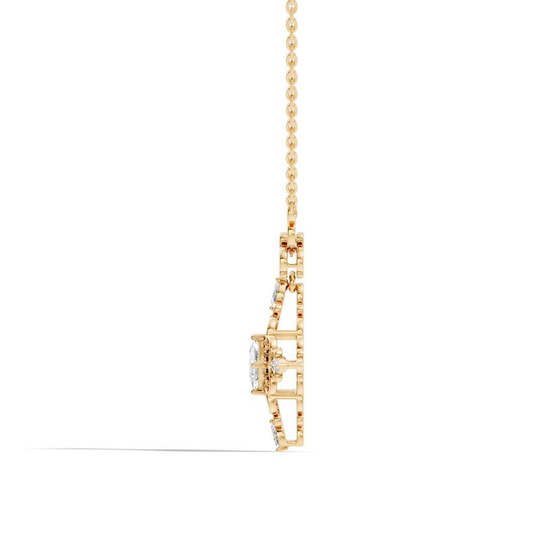 Vintage Filigree Multi-Shape Diamond Cross Statement Pendant