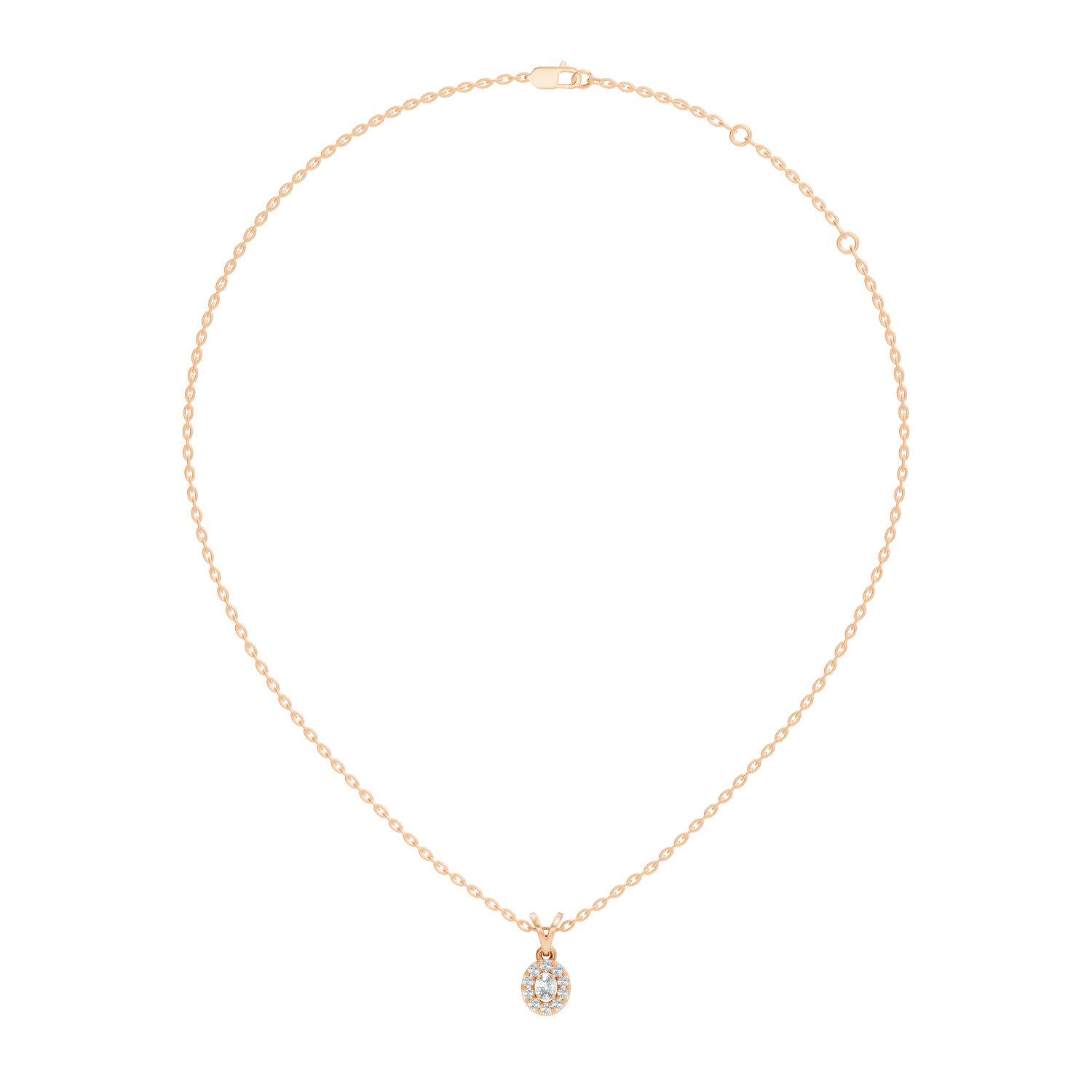 Oval Diamond Target Halo Drop Pendant