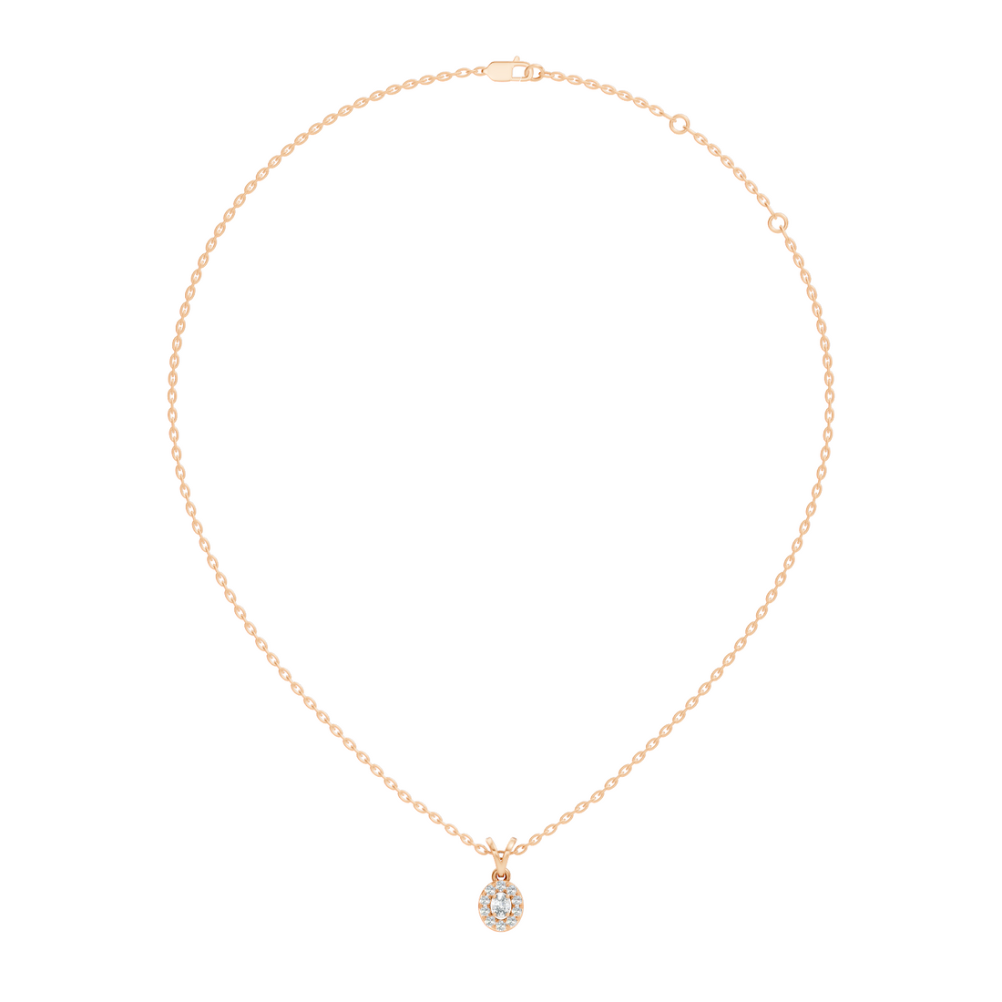 Oval Diamond Target Halo Drop Pendant
