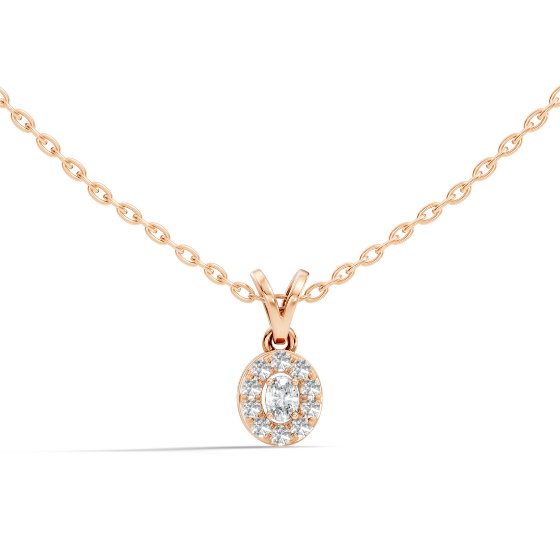 Oval Diamond Target Halo Drop Pendant