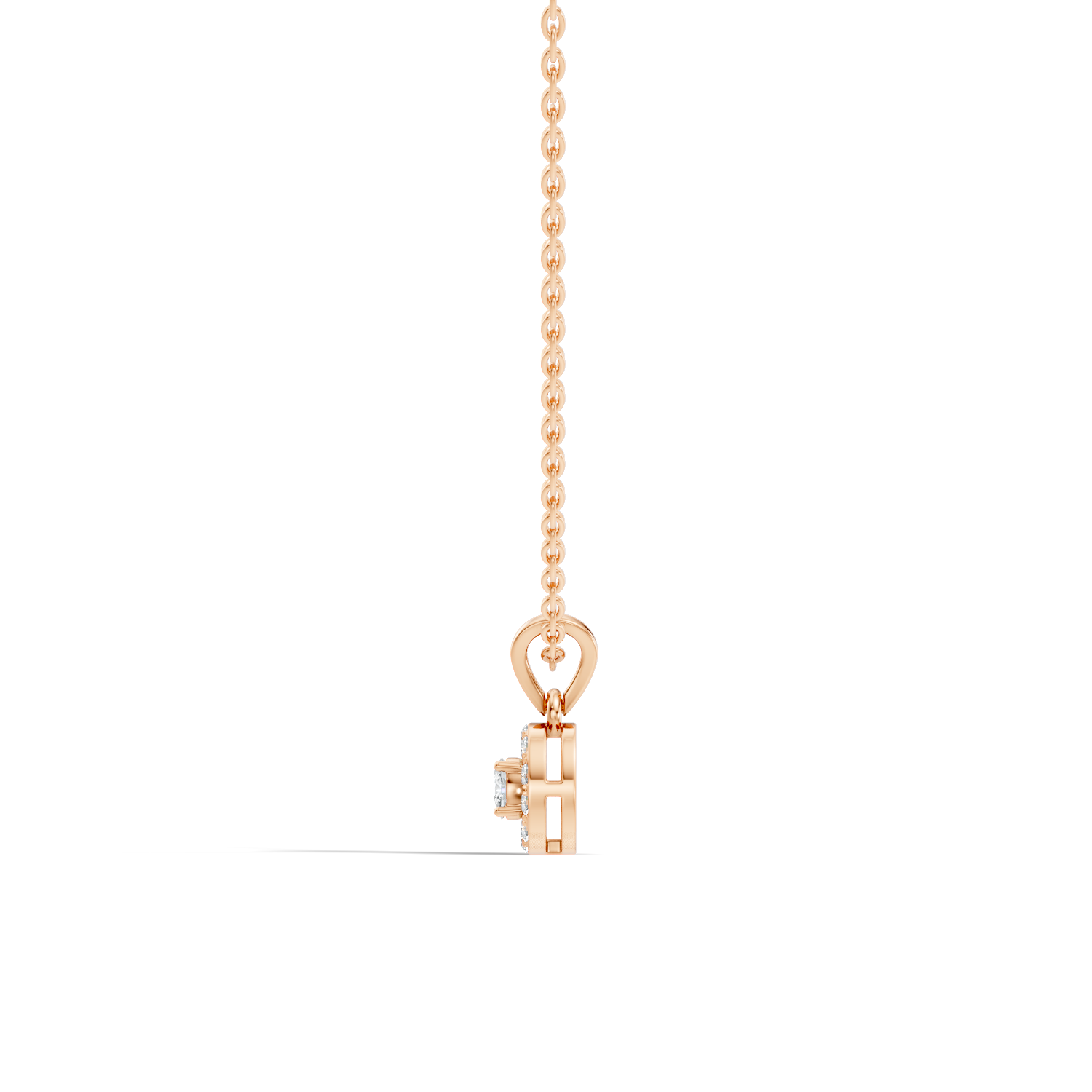 Oval Diamond Target Halo Drop Pendant
