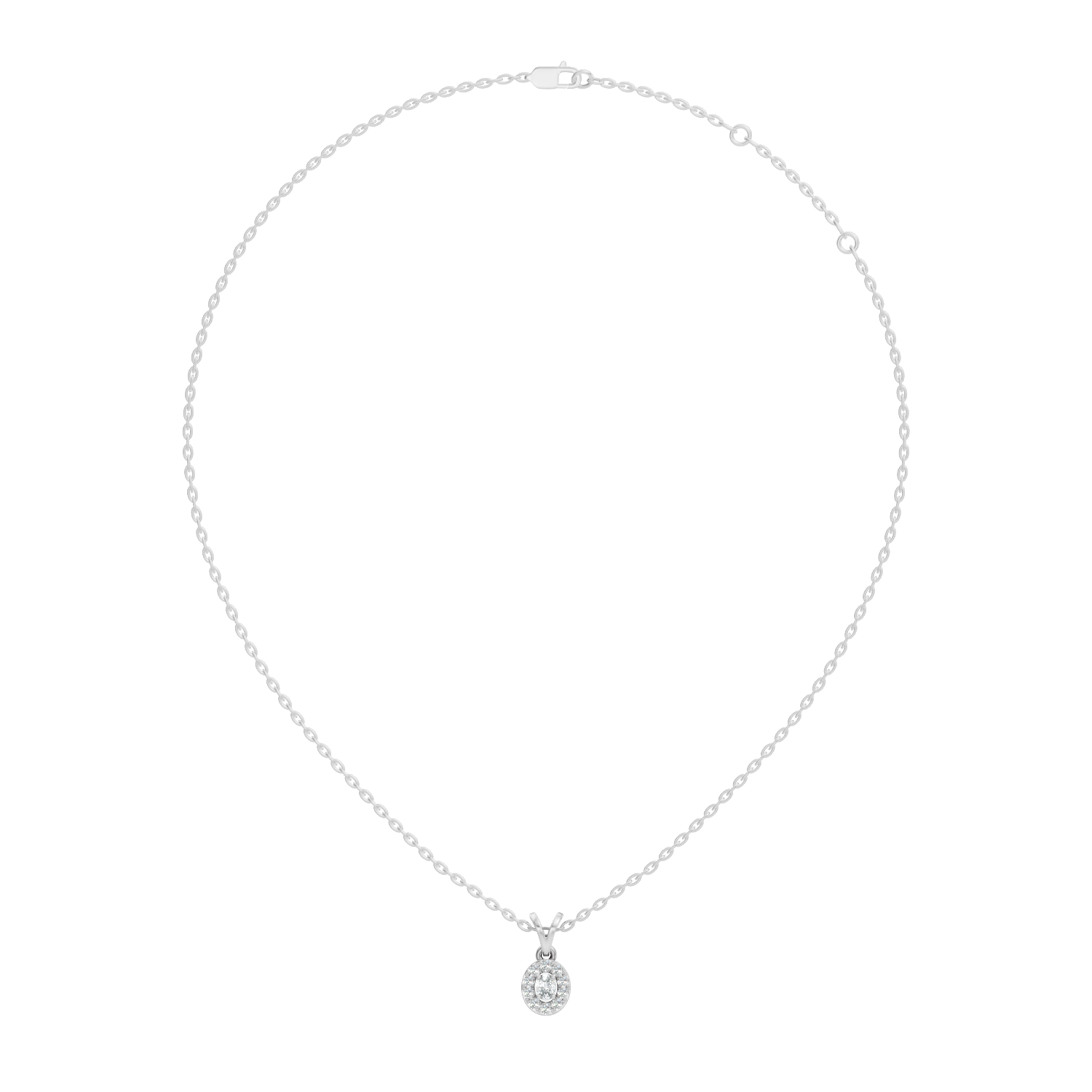 Oval Diamond Target Halo Drop Pendant