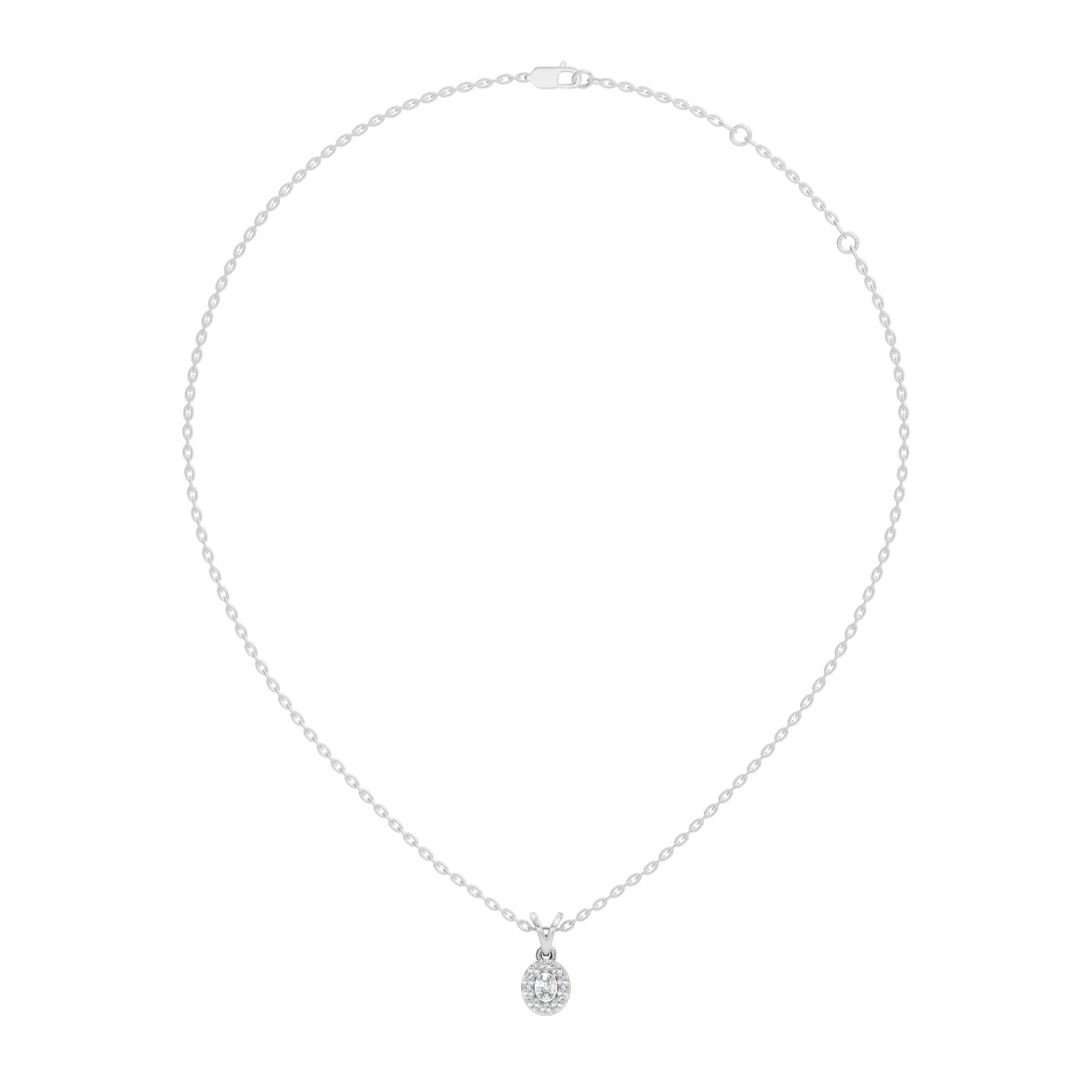 Oval Diamond Target Halo Drop Pendant