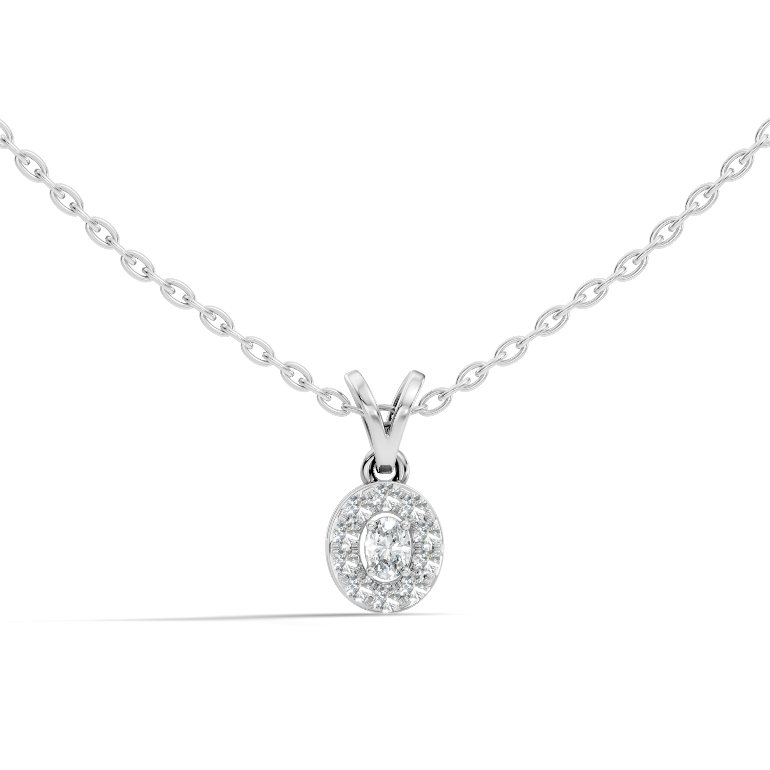 Oval Diamond Target Halo Drop Pendant