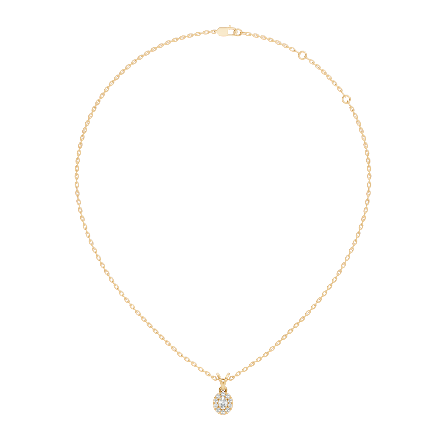 Oval Diamond Target Halo Drop Pendant
