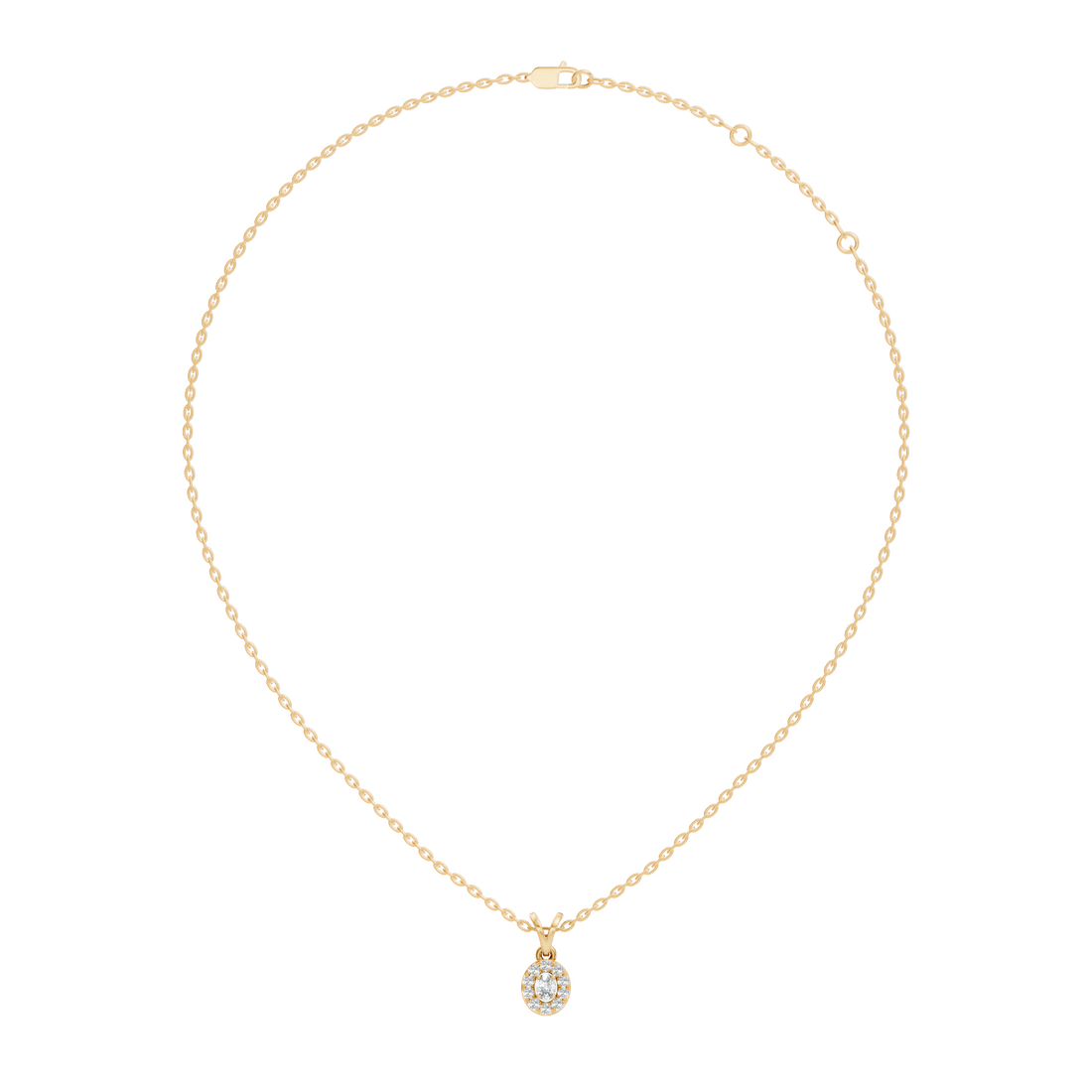 Oval Diamond Target Halo Drop Pendant