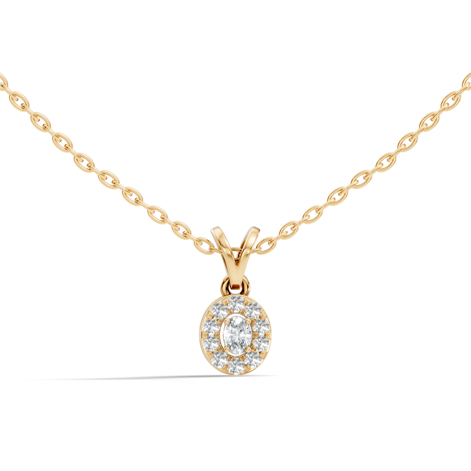 Oval Diamond Target Halo Drop Pendant
