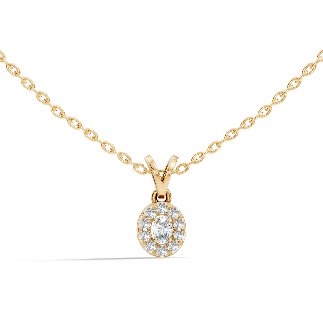 Oval Diamond Target Halo Drop Pendant