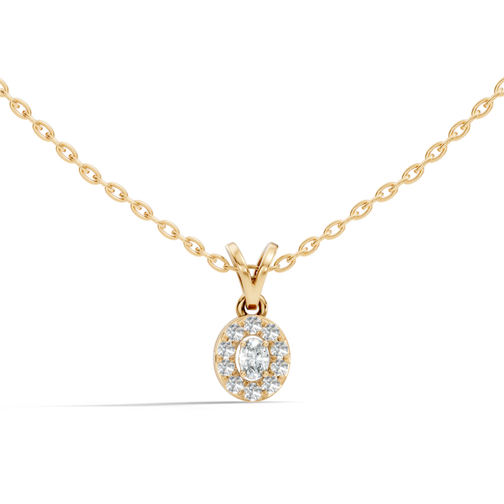 Oval Diamond Target Halo Drop Pendant