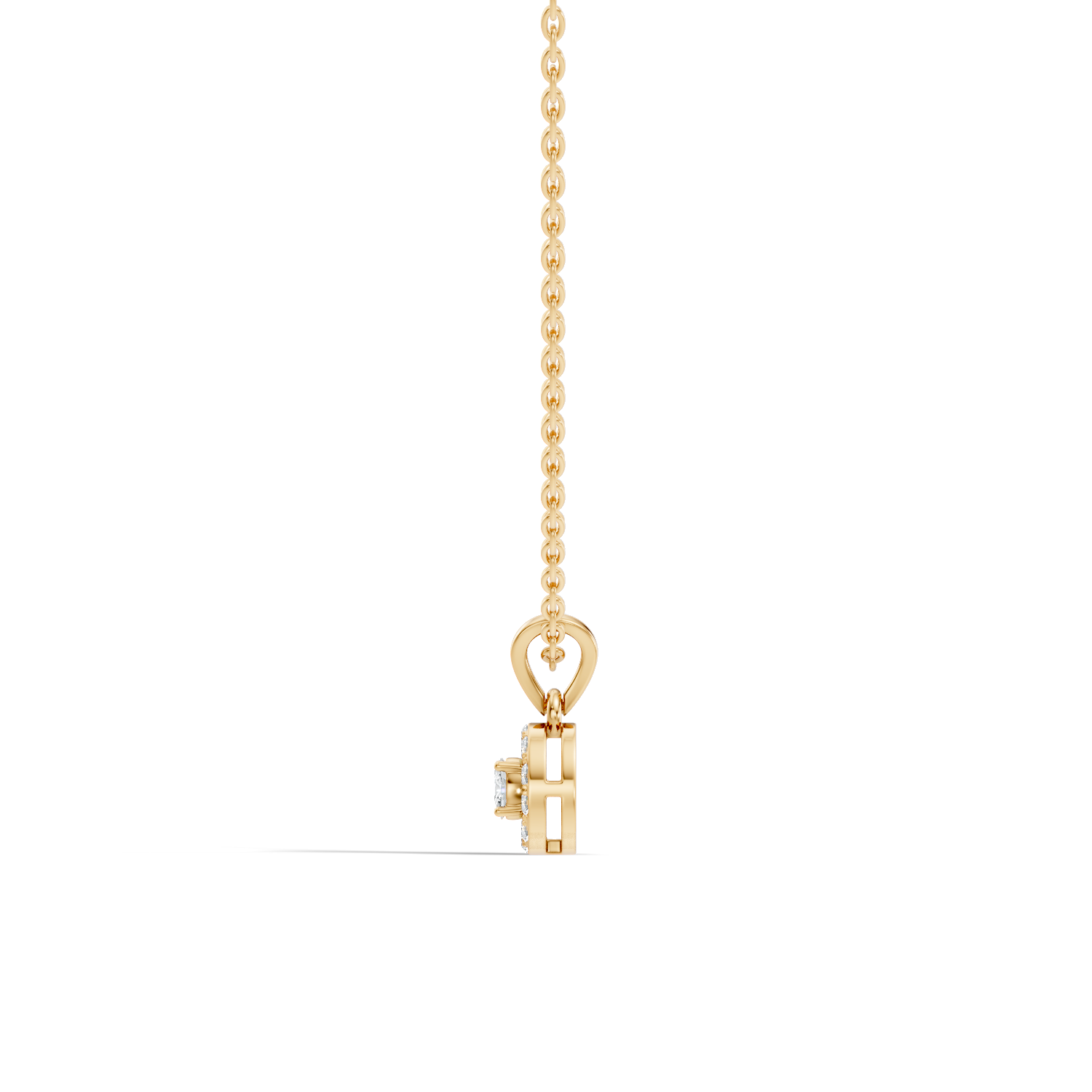 Oval Diamond Target Halo Drop Pendant