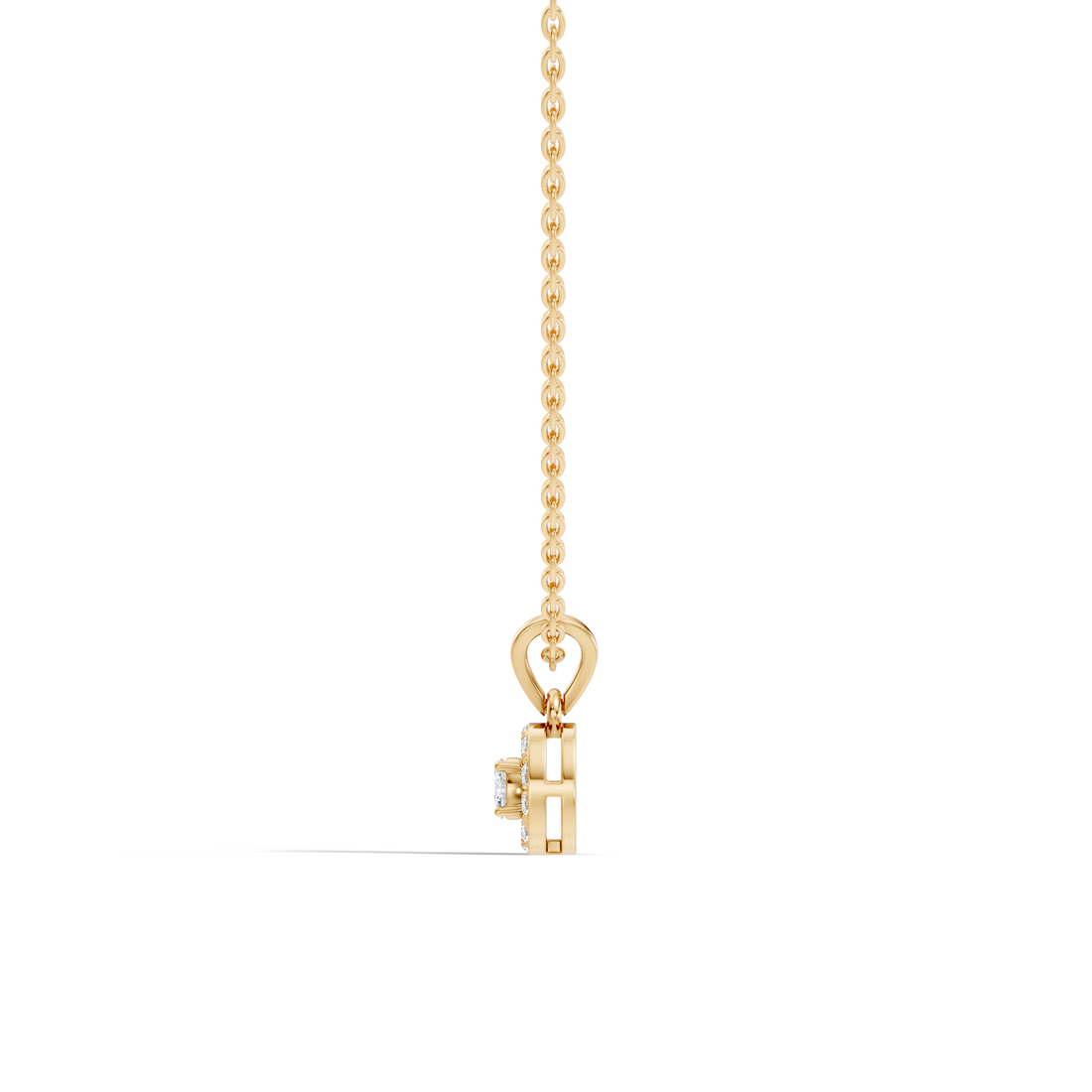 Oval Diamond Target Halo Drop Pendant