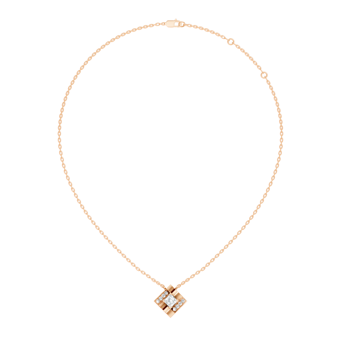 Princess-Cut Diamond Rhombus Geometric Pendant