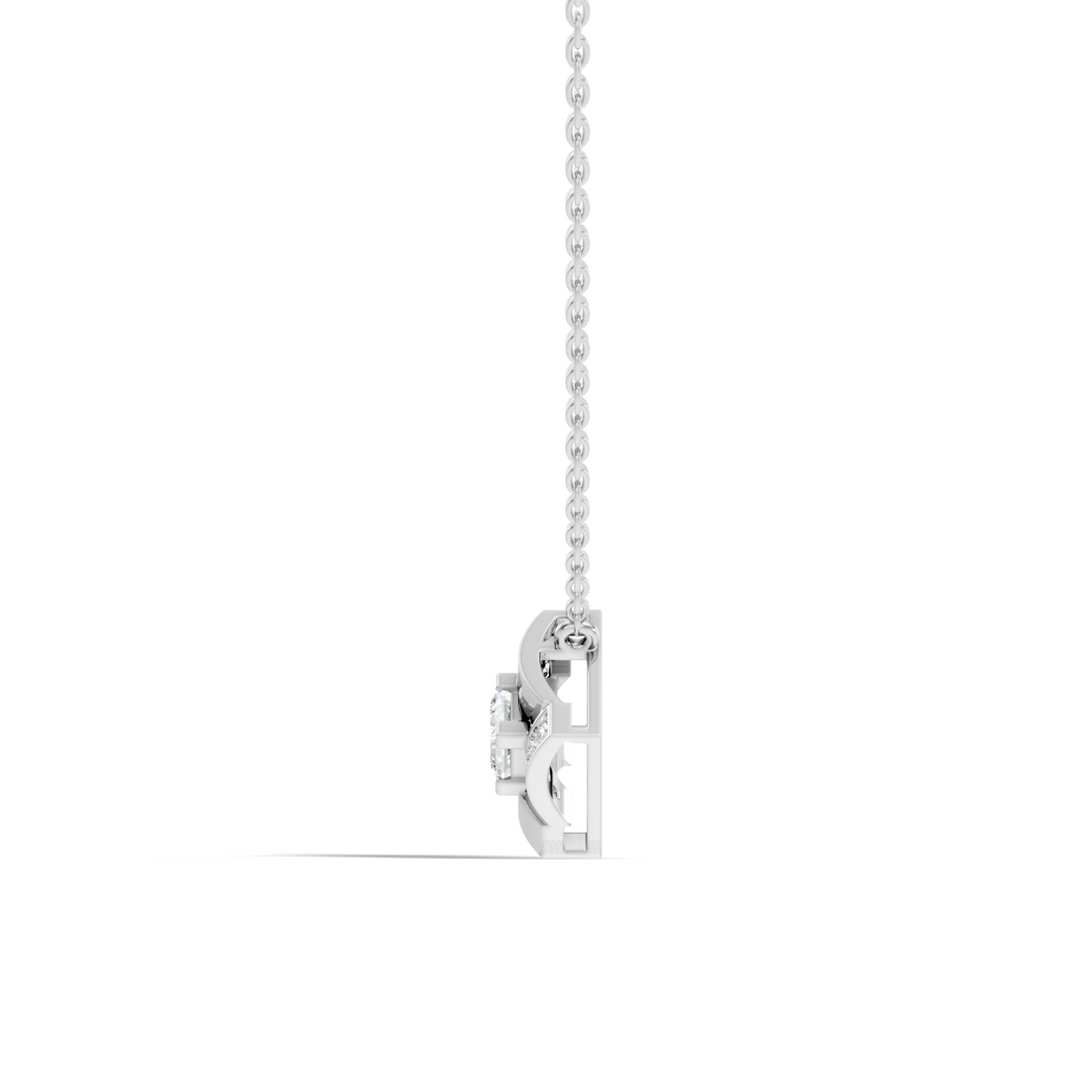 Princess-Cut Diamond Rhombus Geometric Pendant