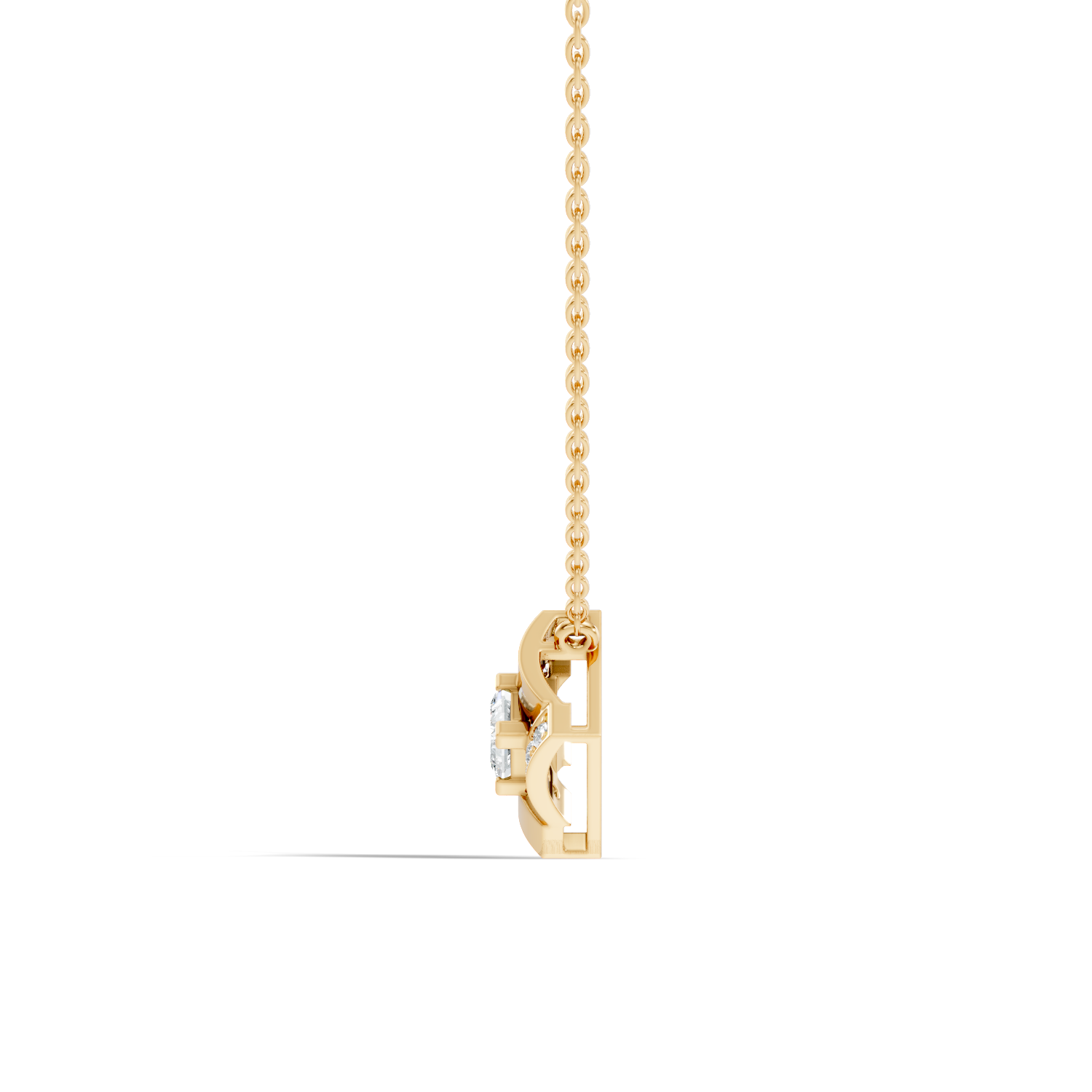 Princess-Cut Diamond Rhombus Geometric Pendant