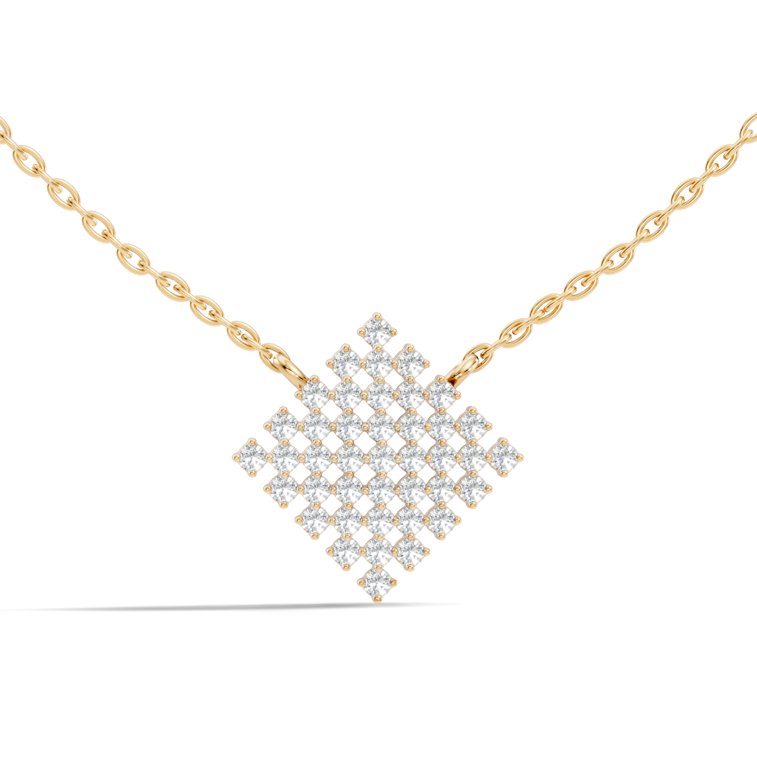 Diamond Geometric Rhombus Cluster Pendant