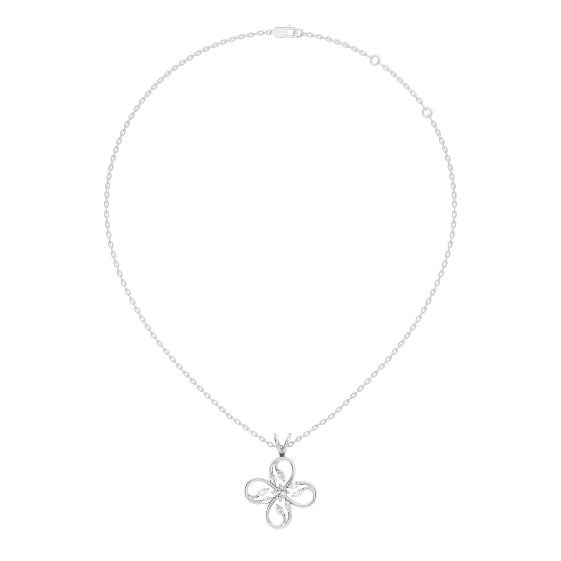 Four-Leaf Clover Marquise & Round Diamond Pendant
