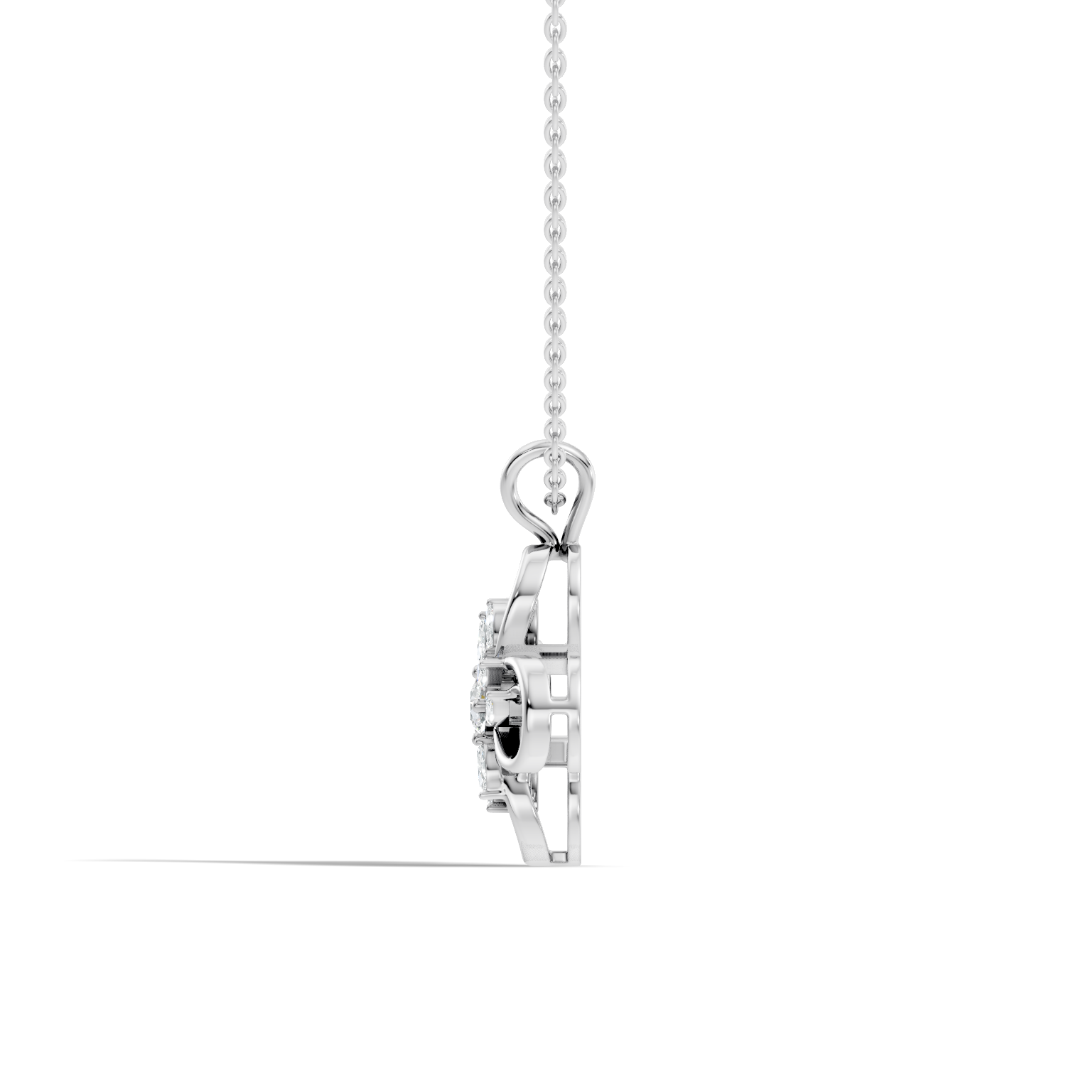 Four-Leaf Clover Marquise & Round Diamond Pendant