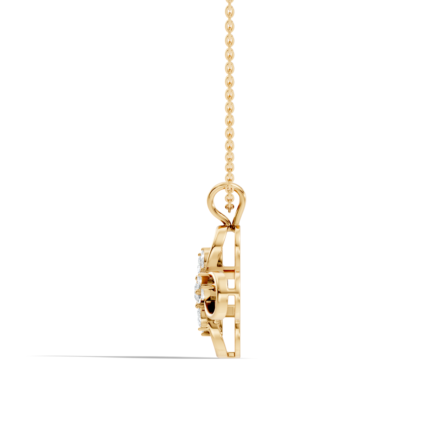 Four-Leaf Clover Marquise & Round Diamond Pendant