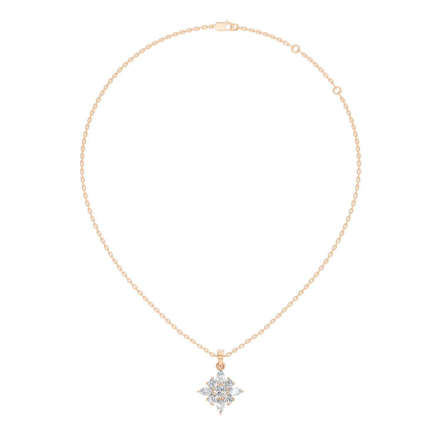 Starburst Marquise & Round Diamond Cluster Pendant