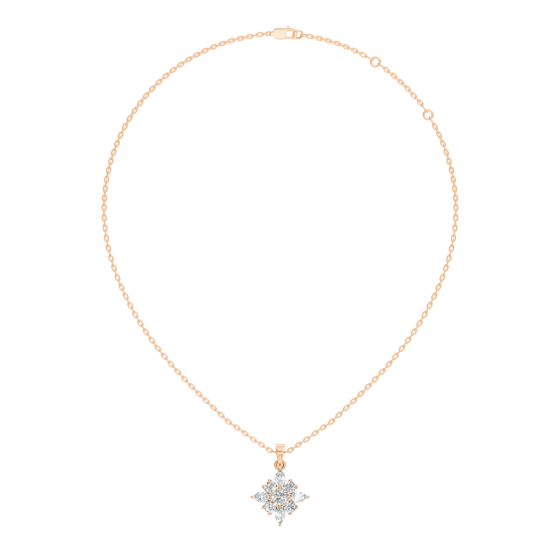 Starburst Marquise & Round Diamond Cluster Pendant