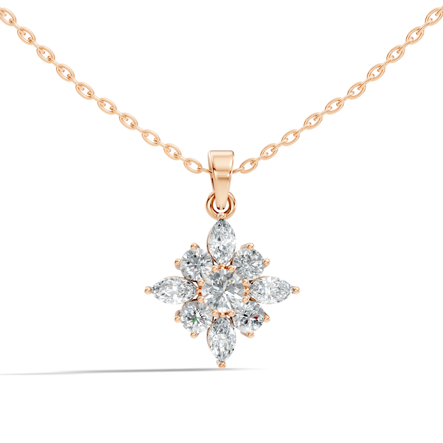 Starburst Marquise & Round Diamond Cluster Pendant