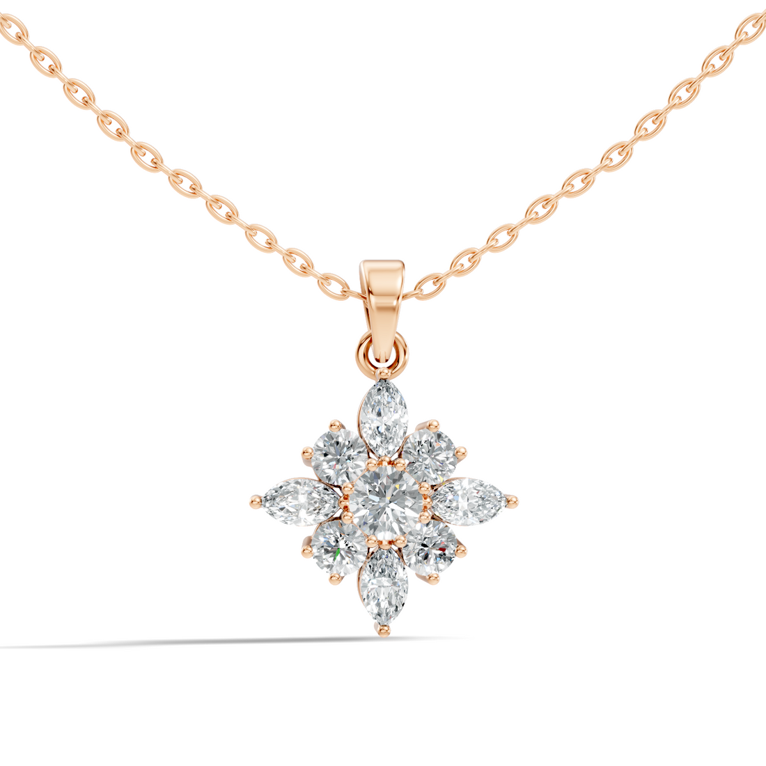 Starburst Marquise & Round Diamond Cluster Pendant