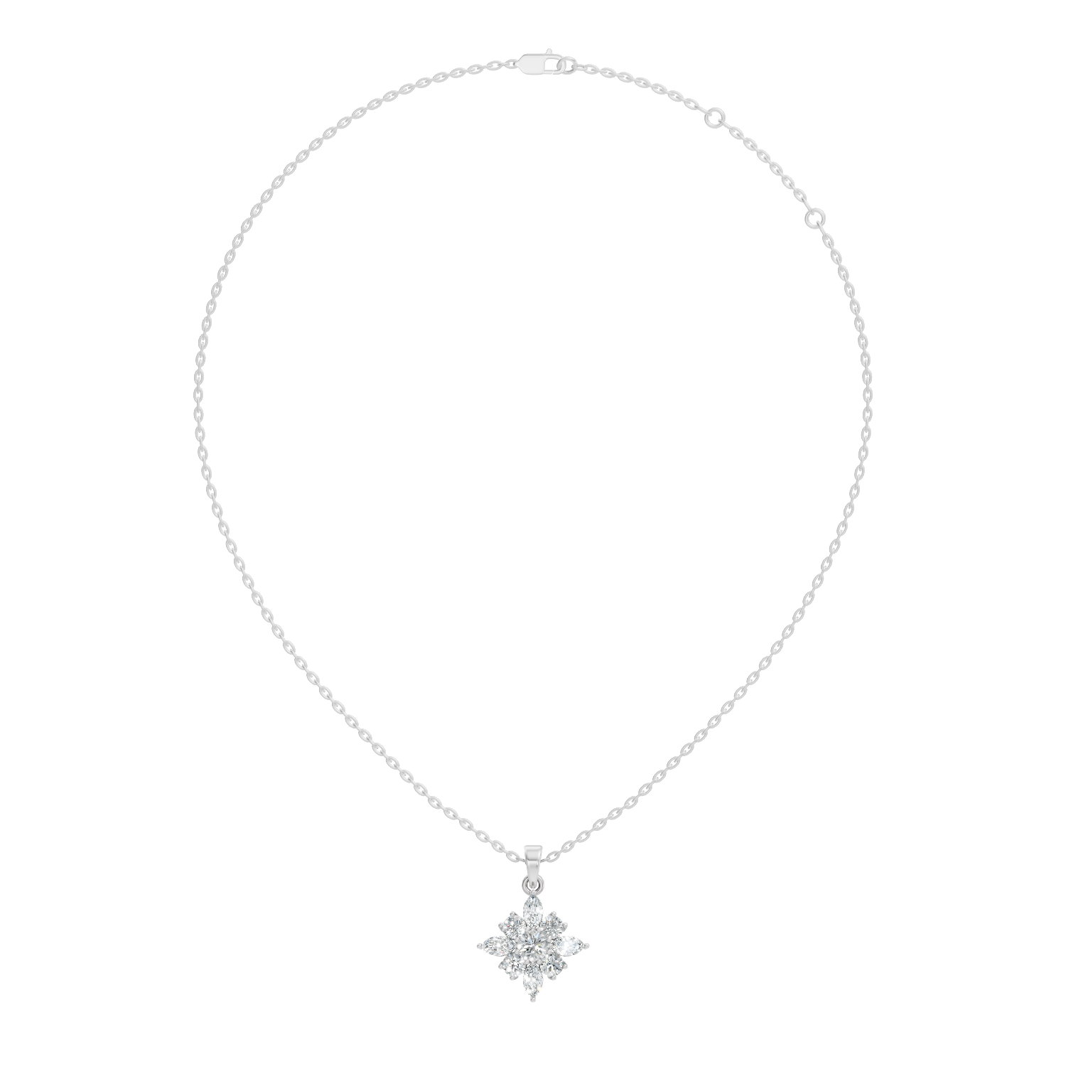 Starburst Marquise & Round Diamond Cluster Pendant