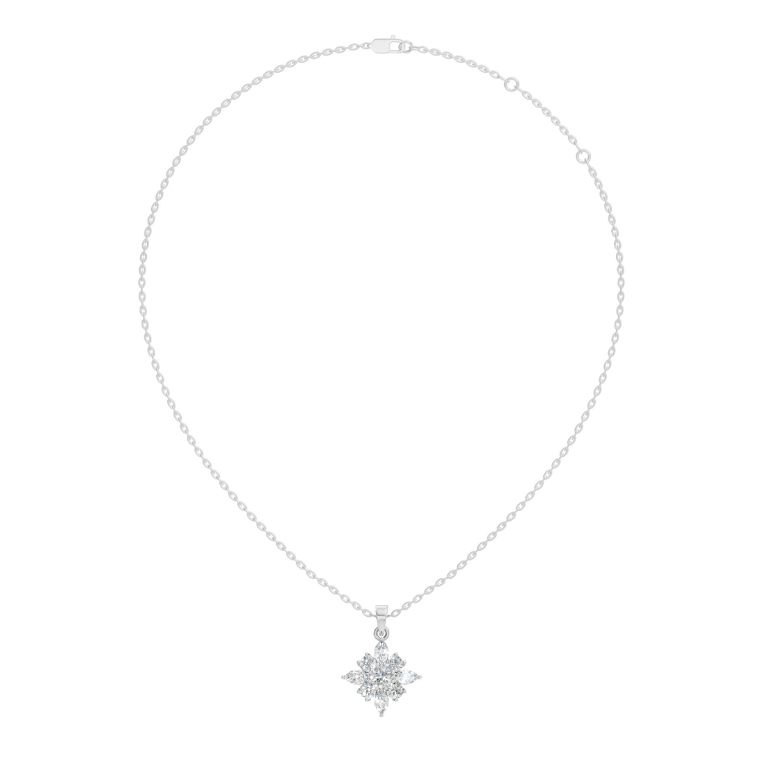 Starburst Marquise & Round Diamond Cluster Pendant