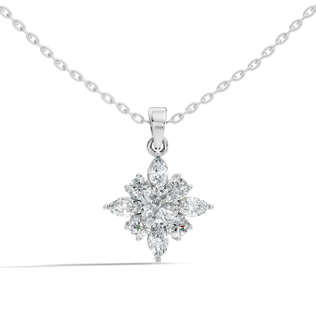 Starburst Marquise & Round Diamond Cluster Pendant