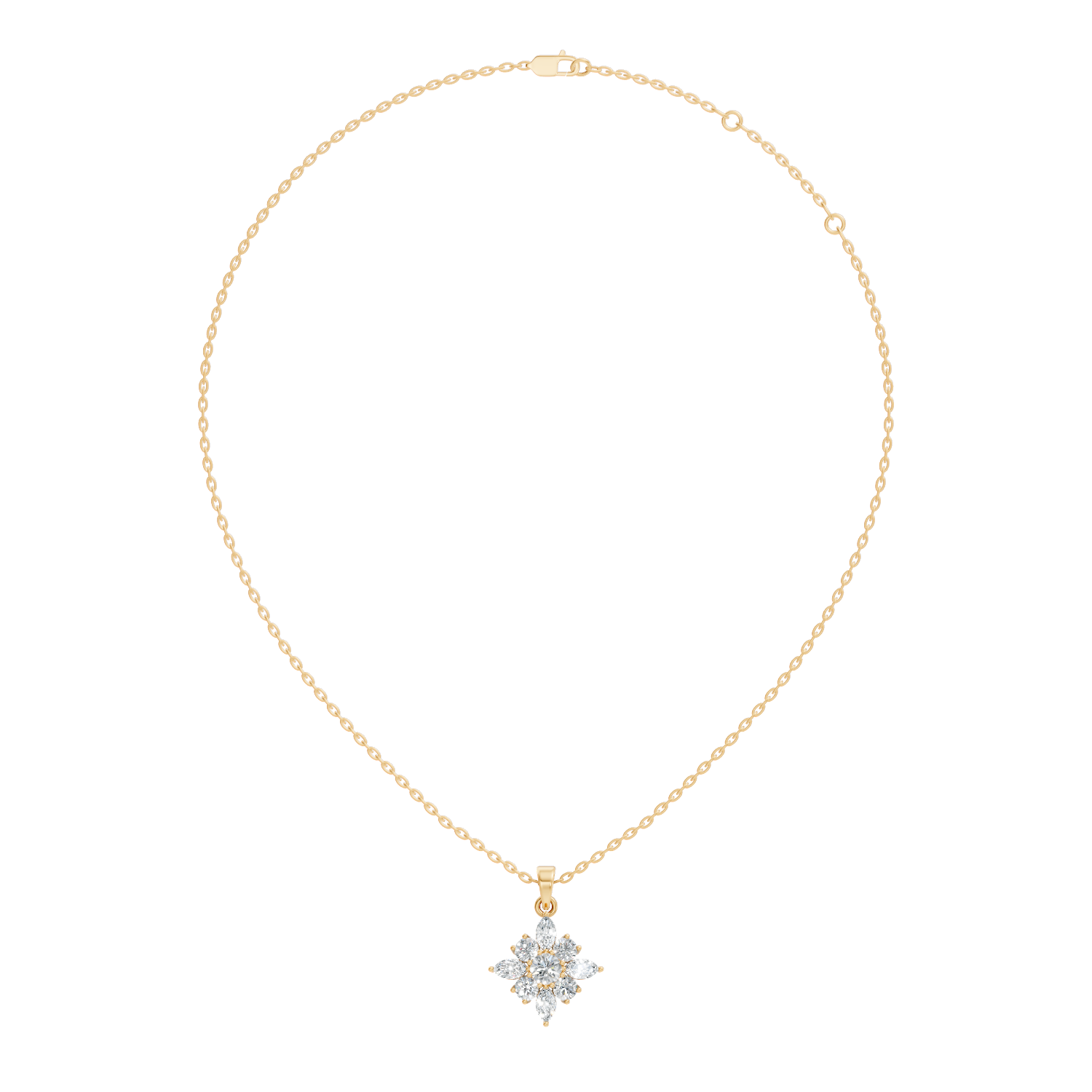 Starburst Marquise & Round Diamond Cluster Pendant