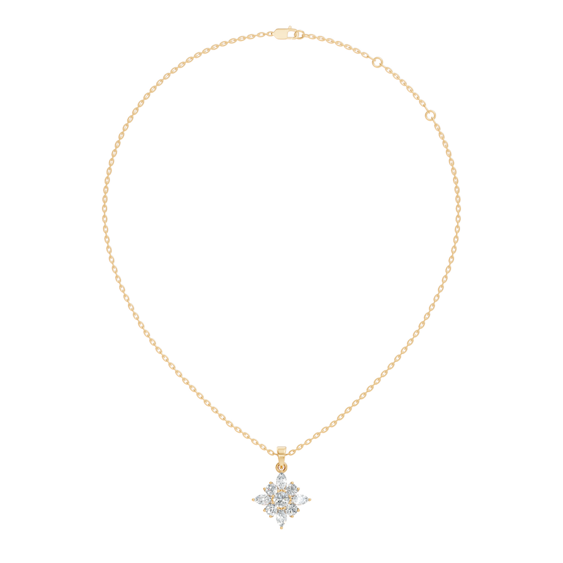 Starburst Marquise & Round Diamond Cluster Pendant
