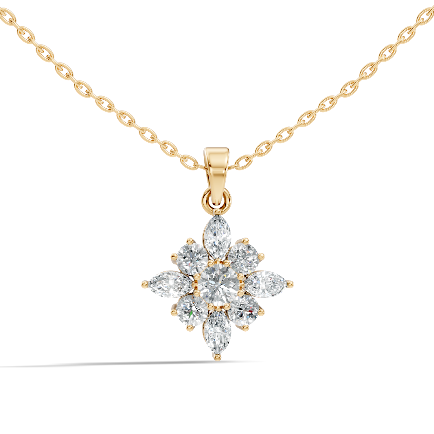 Starburst Marquise & Round Diamond Cluster Pendant
