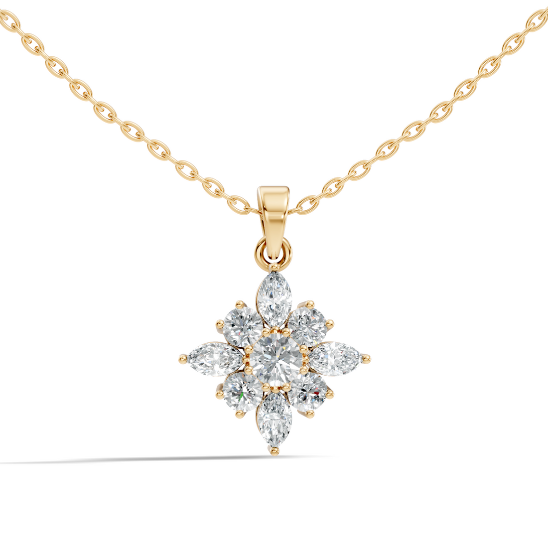 Starburst Marquise & Round Diamond Cluster Pendant