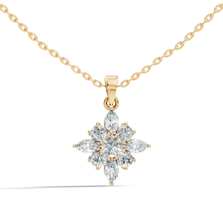 Starburst Marquise & Round Diamond Cluster Pendant
