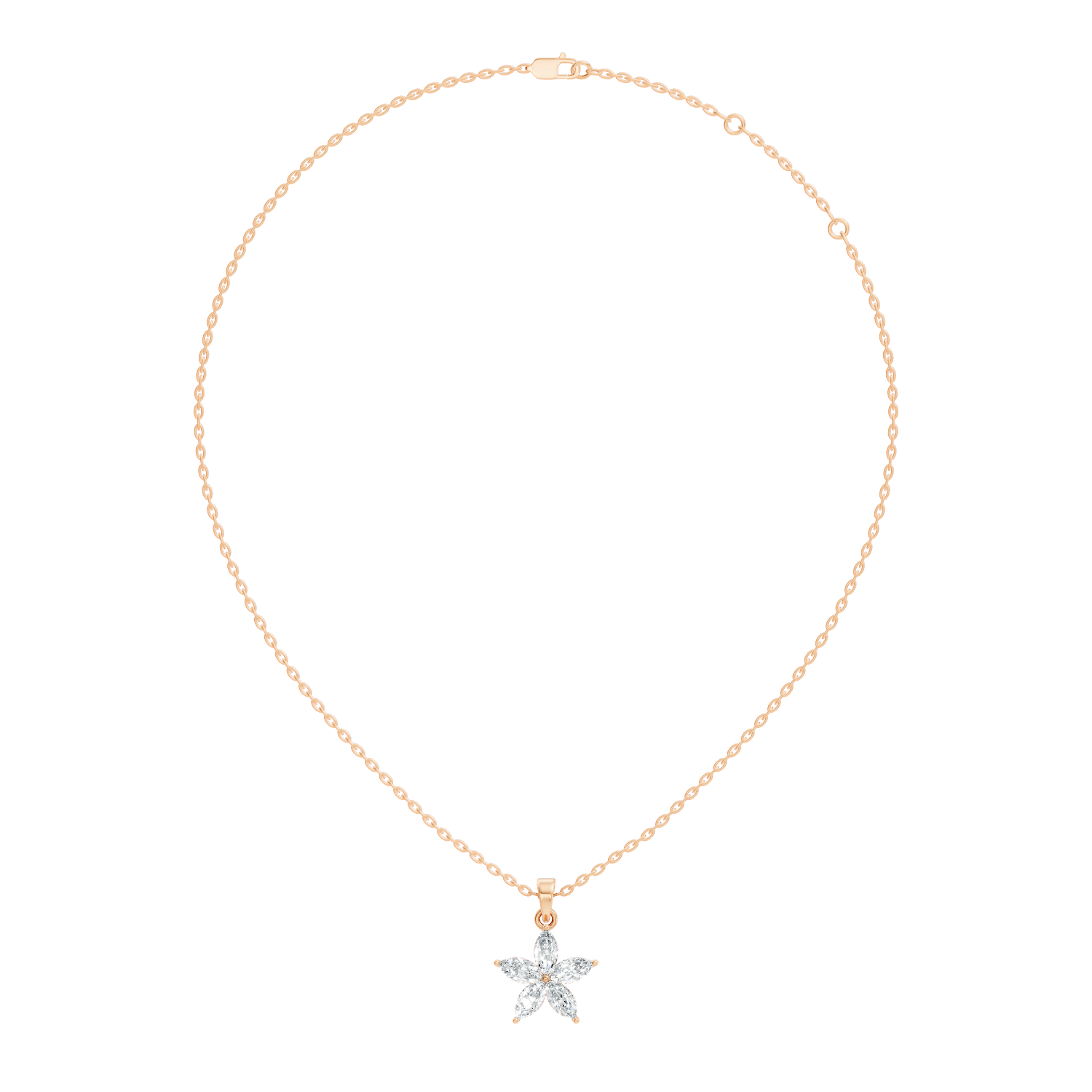 5-Petal Marquise Diamond Flower Cluster Pendant
