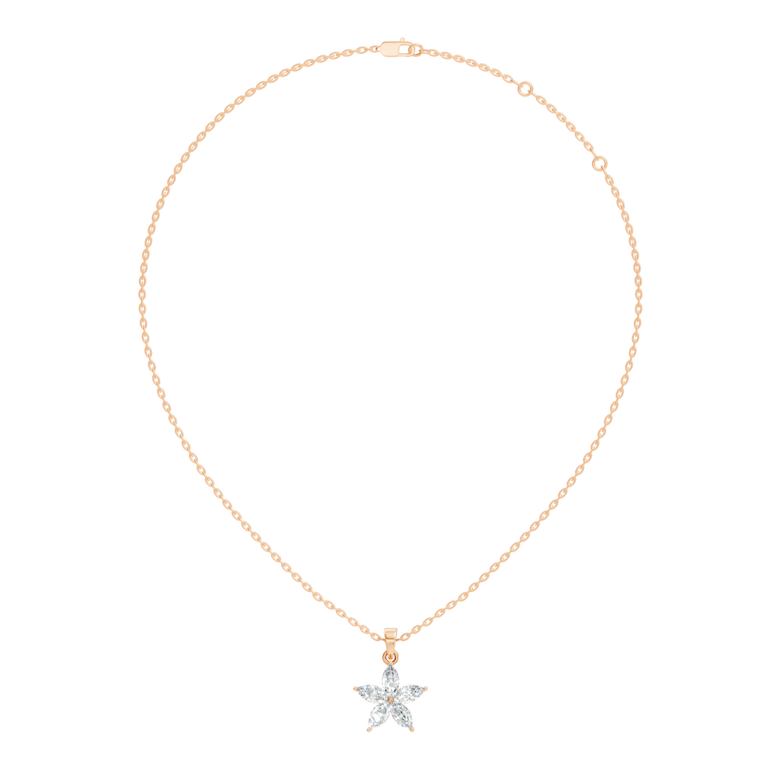 5-Petal Marquise Diamond Flower Cluster Pendant