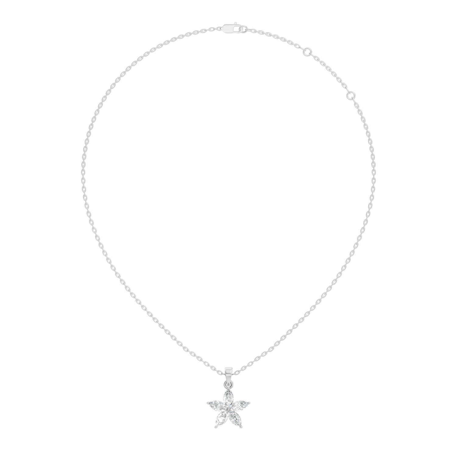 5-Petal Marquise Diamond Flower Cluster Pendant