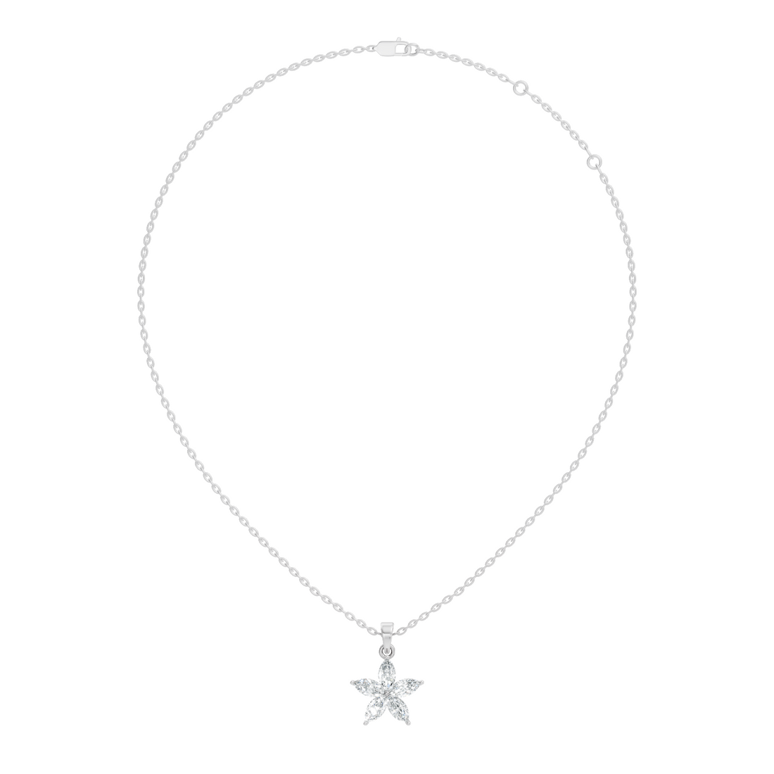 5-Petal Marquise Diamond Flower Cluster Pendant