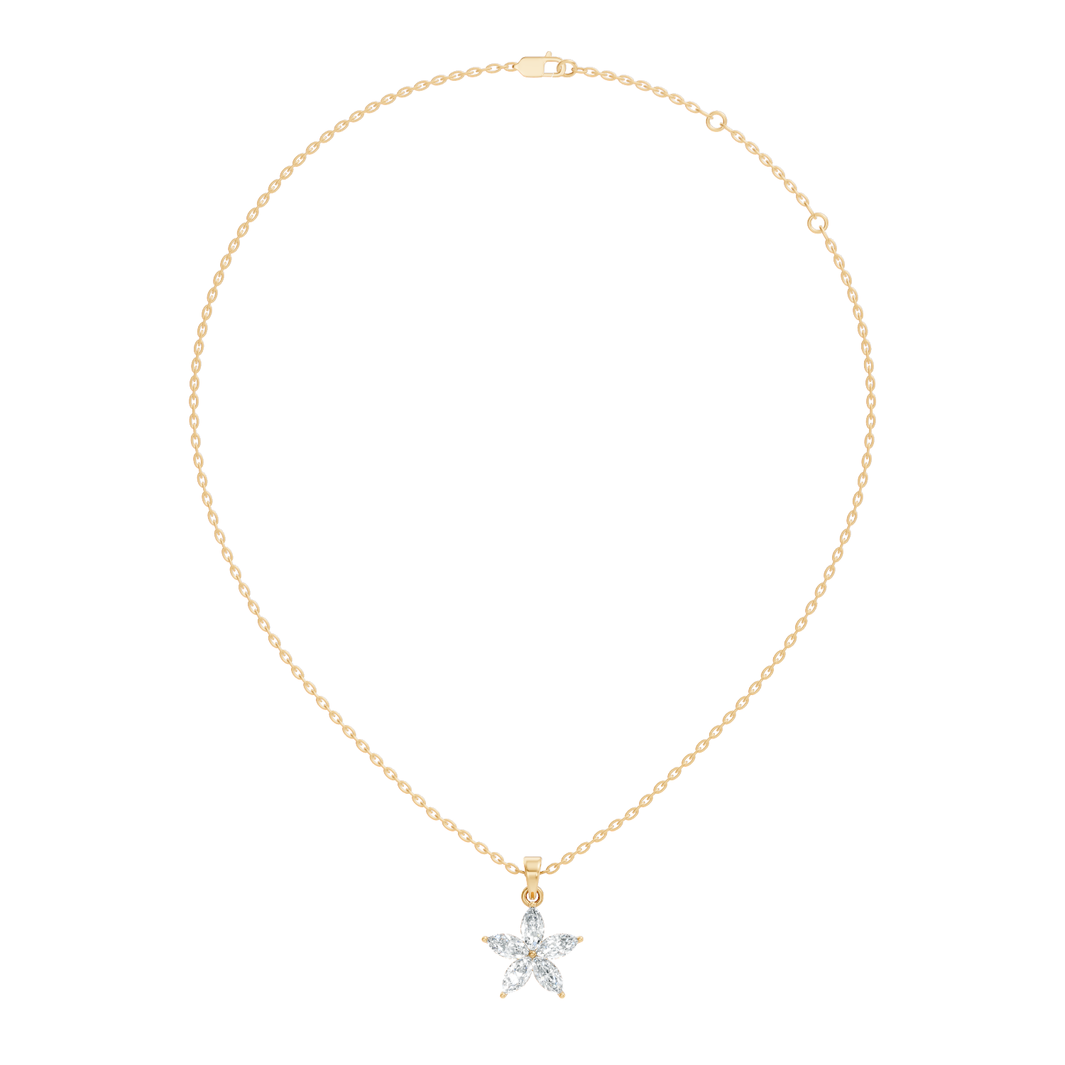 5-Petal Marquise Diamond Flower Cluster Pendant