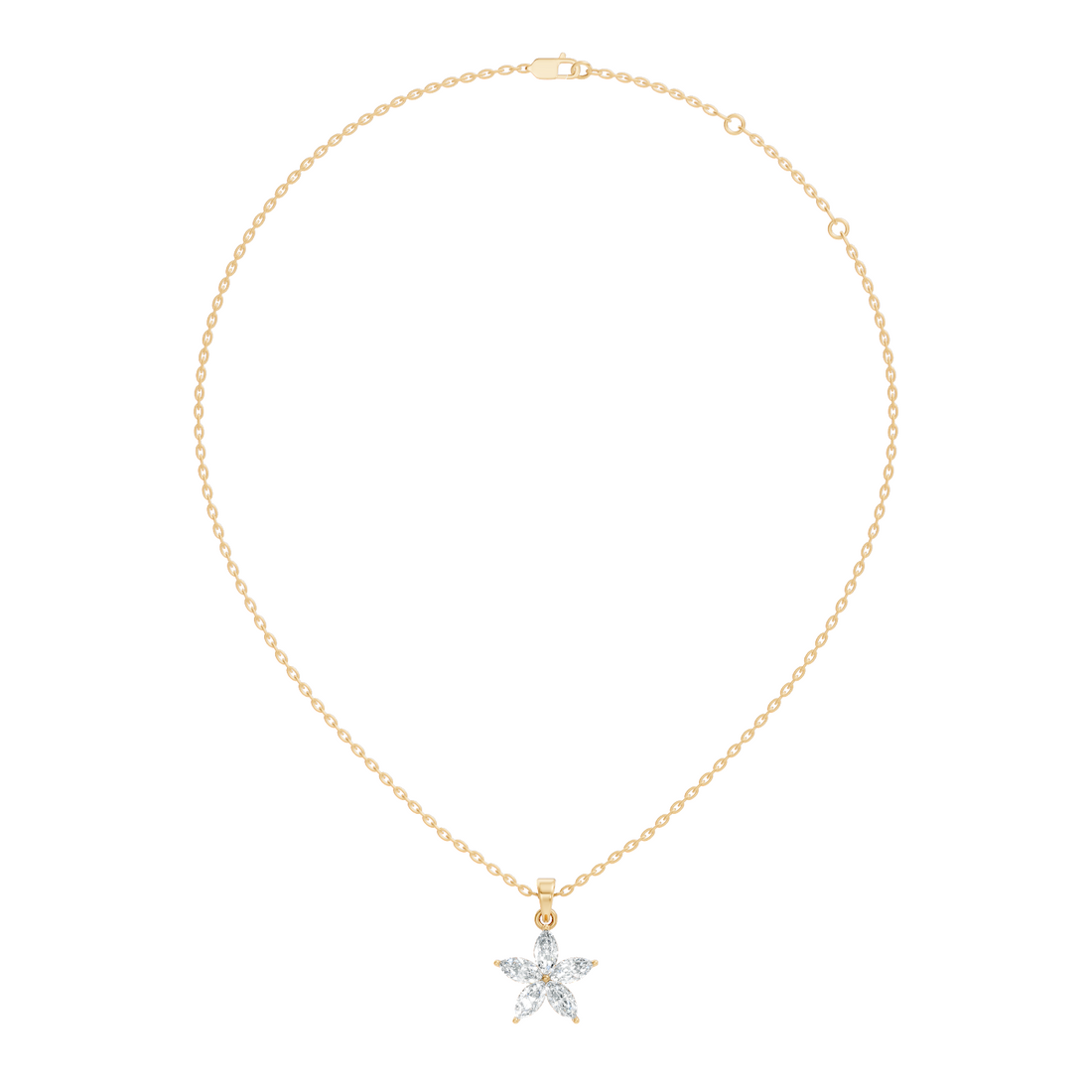 5-Petal Marquise Diamond Flower Cluster Pendant