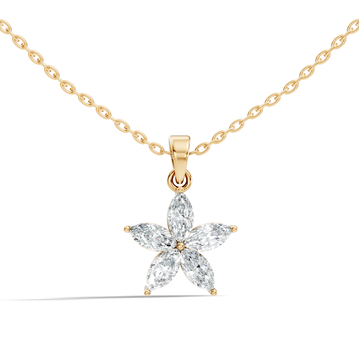 5-Petal Marquise Diamond Flower Cluster Pendant