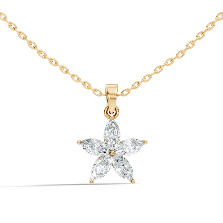 5-Petal Marquise Diamond Flower Cluster Pendant
