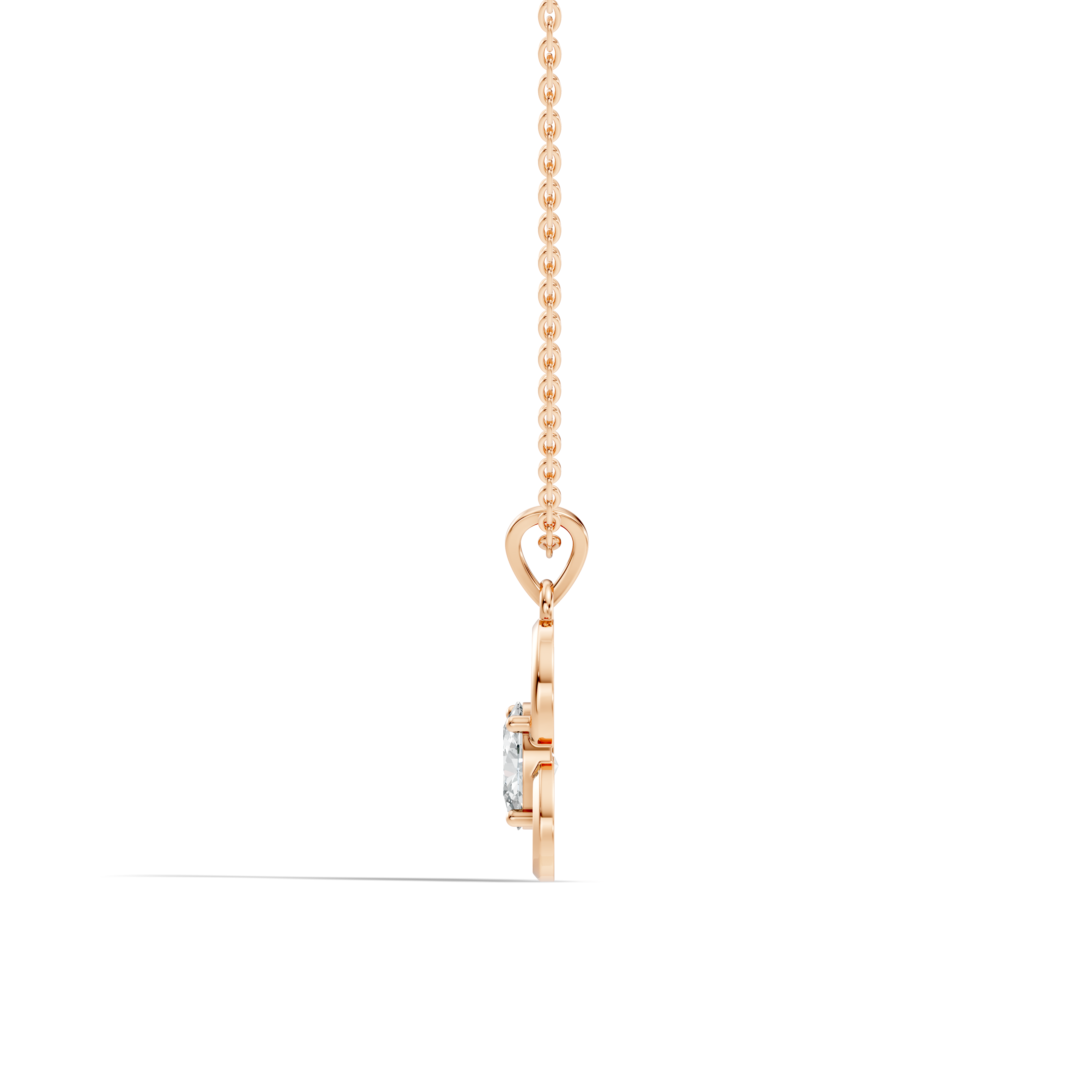 Open Heart Oval Solitaire Diamond Pendant
