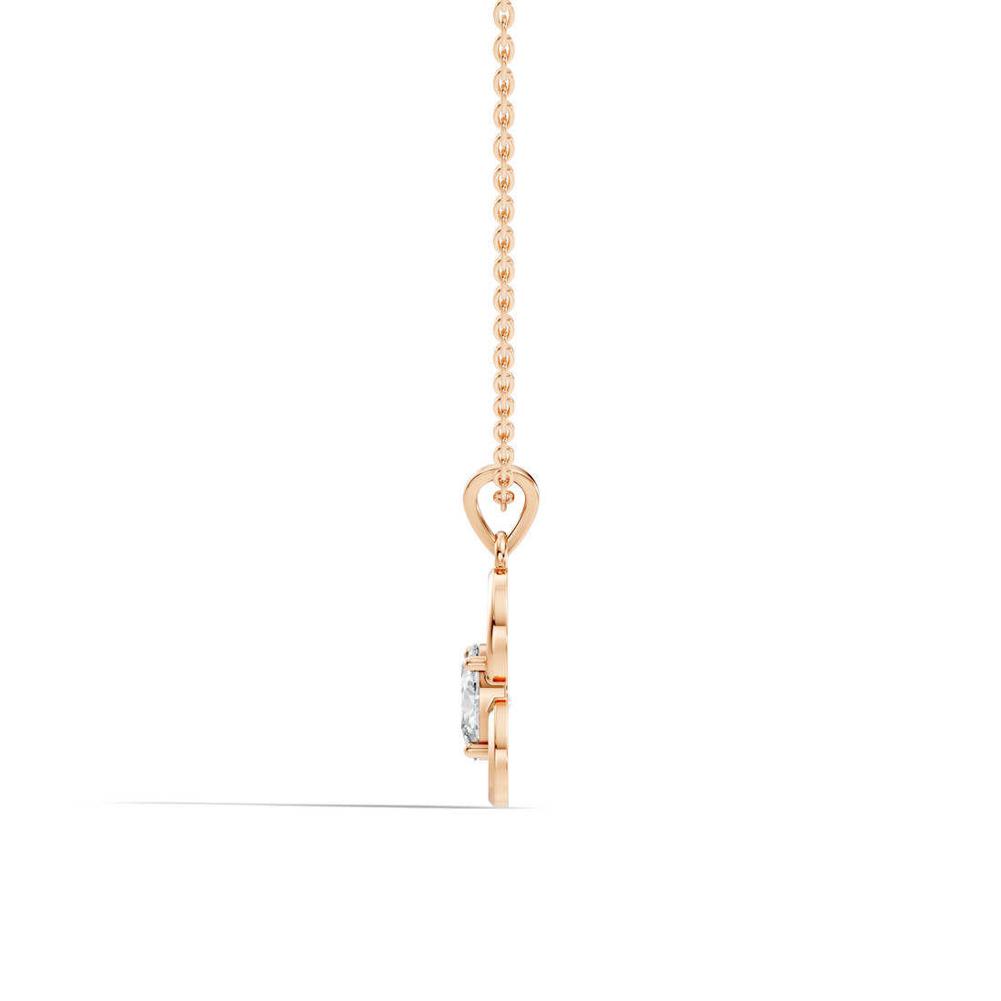 Open Heart Oval Solitaire Diamond Pendant