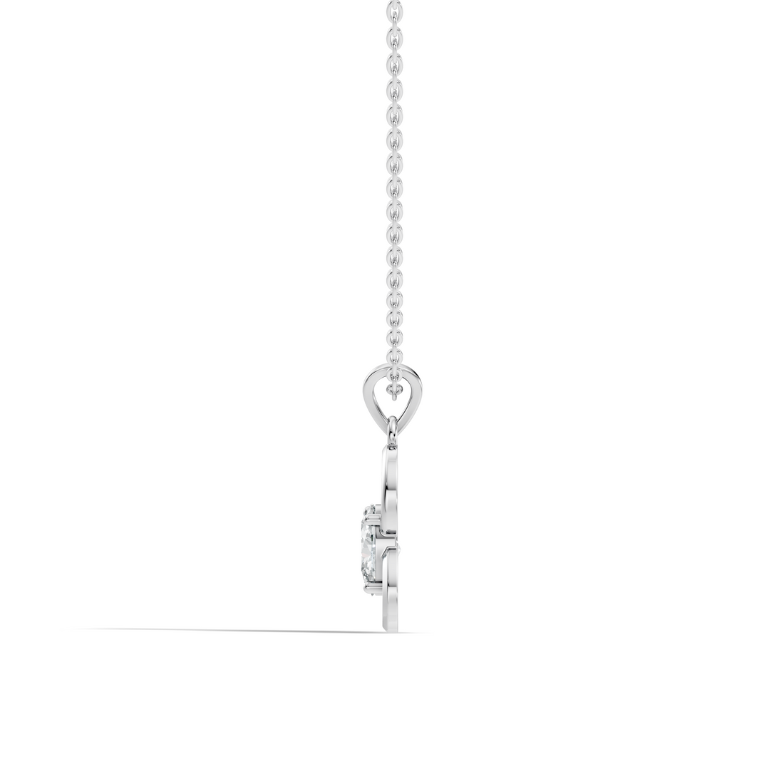 Open Heart Oval Solitaire Diamond Pendant
