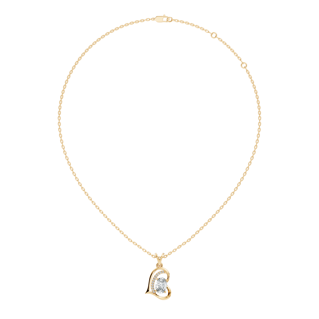 Open Heart Oval Solitaire Diamond Pendant