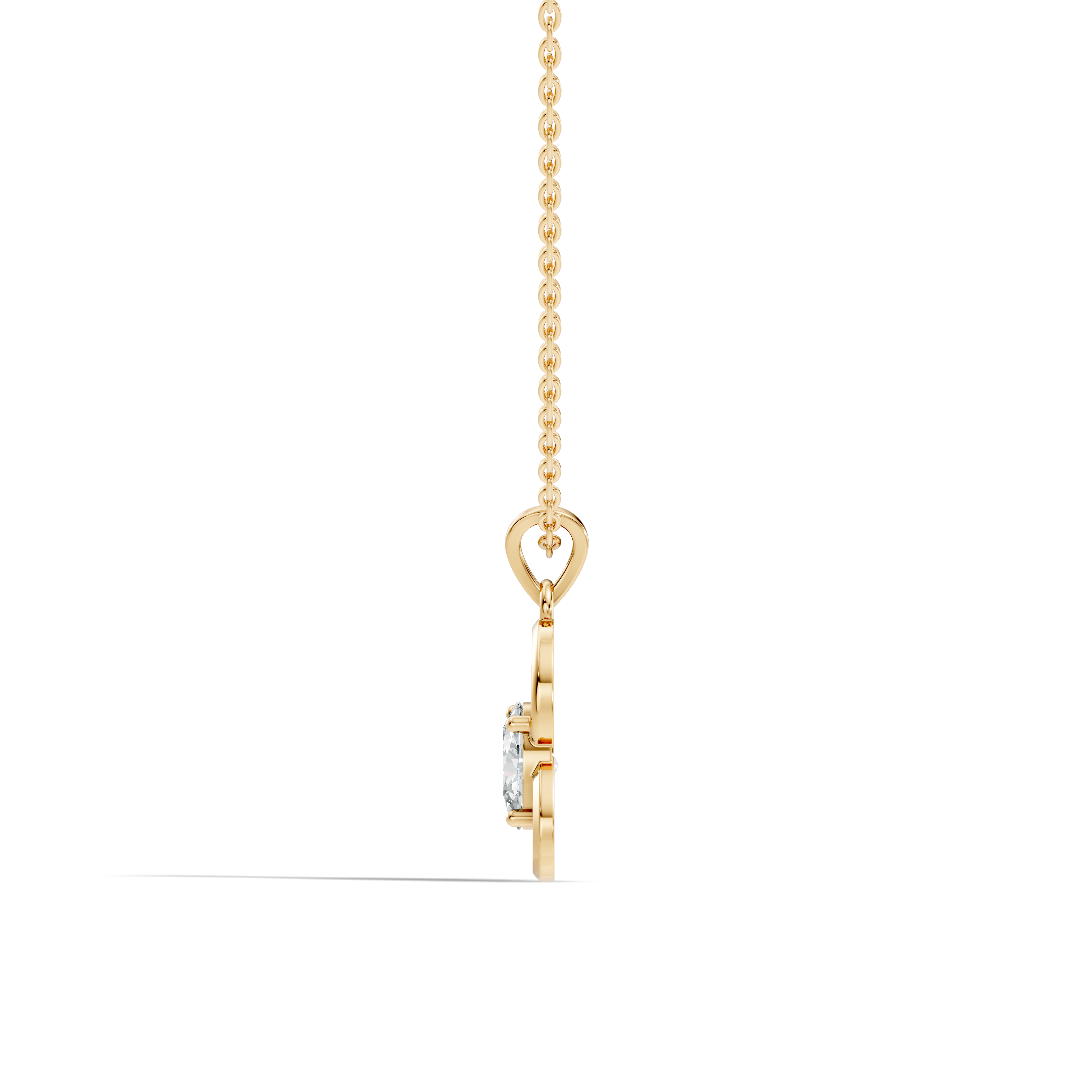 Open Heart Oval Solitaire Diamond Pendant