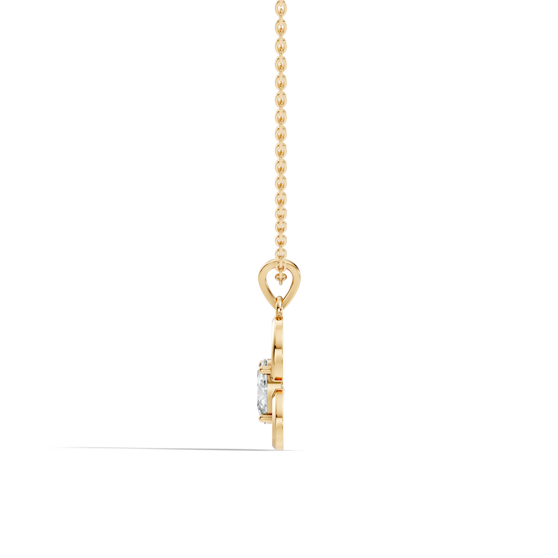 Open Heart Oval Solitaire Diamond Pendant