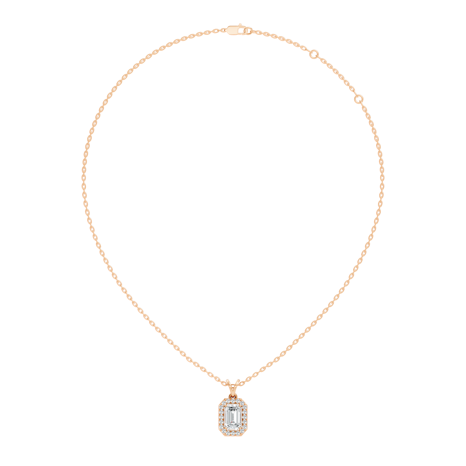 Emerald-Cut Diamond Halo Pendant