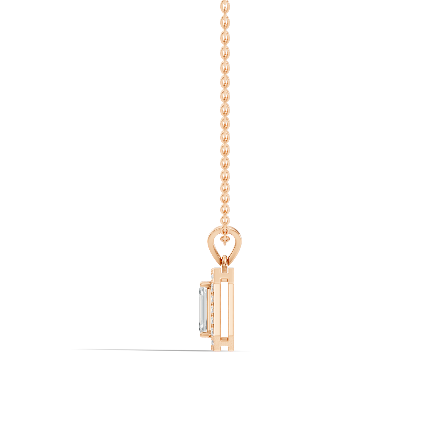 Emerald-Cut Diamond Halo Pendant